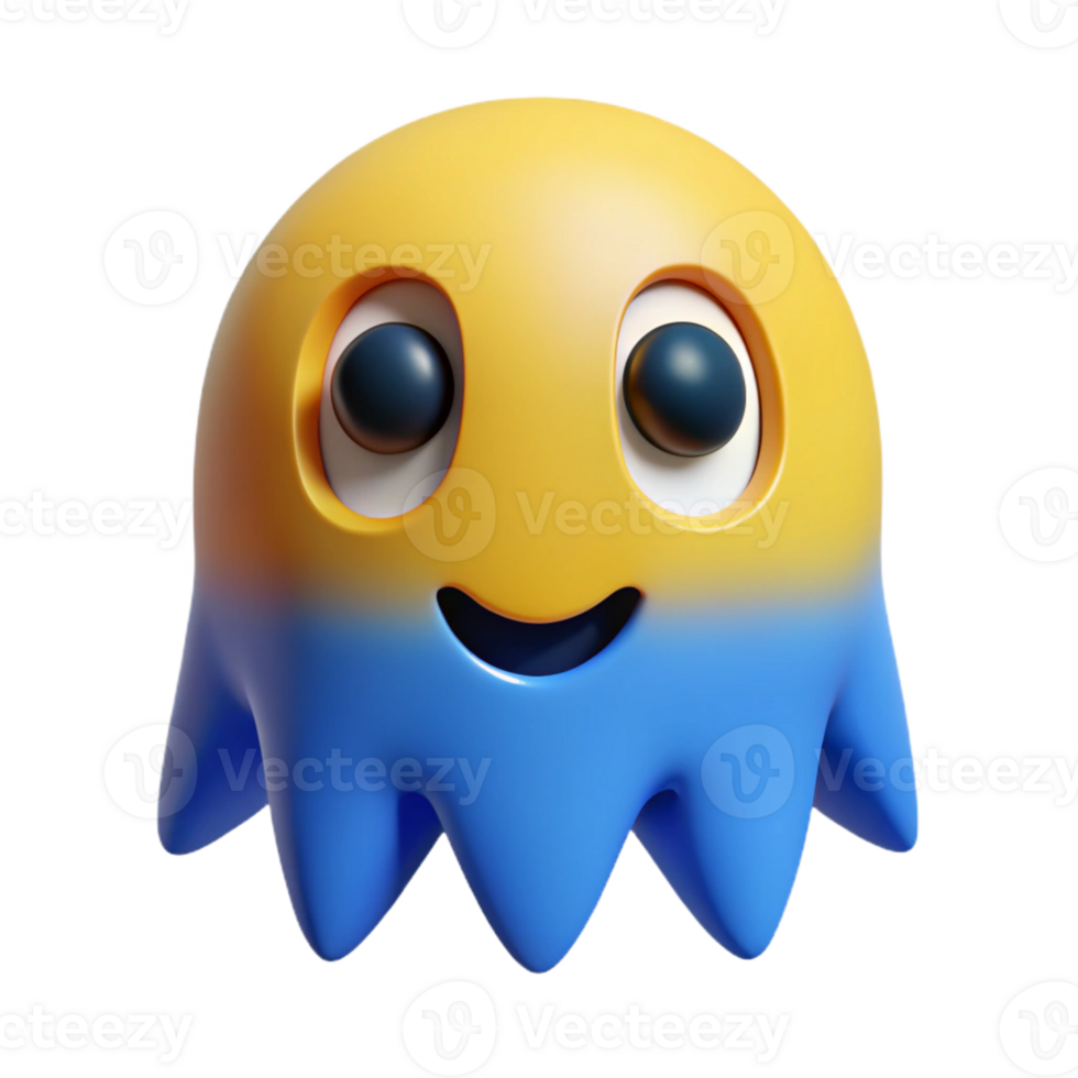 dazzling renaissance Pac-Man ghost character with simplified features. Flat color, clean lines, symmetrical with Scalable Design. refined png