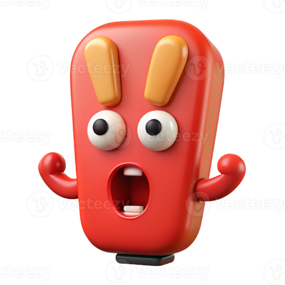 breathtaking remarkable Exclamation mark character with a surprised expression. Clean lines, flat color, crisp edges with Scalable Design. png