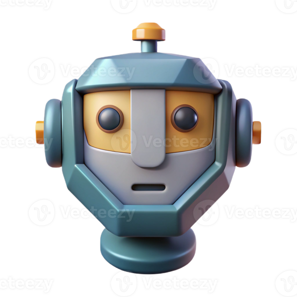 fascinating memorable Geometric robot head illustration. Flat color, minimal design with Scalable Design. png
