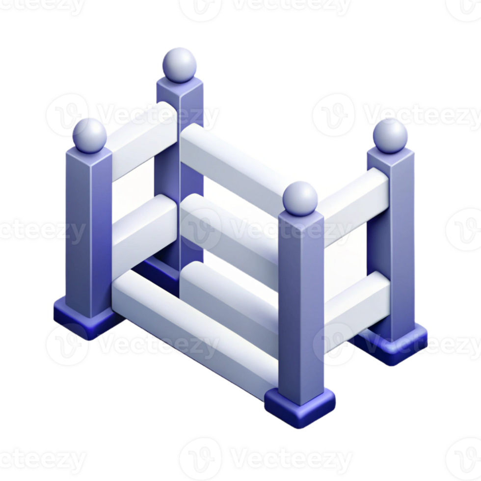 vibrant nostalgic tropical Clean lines isometric fence, scalable, white with Scalable Design. studio quality png