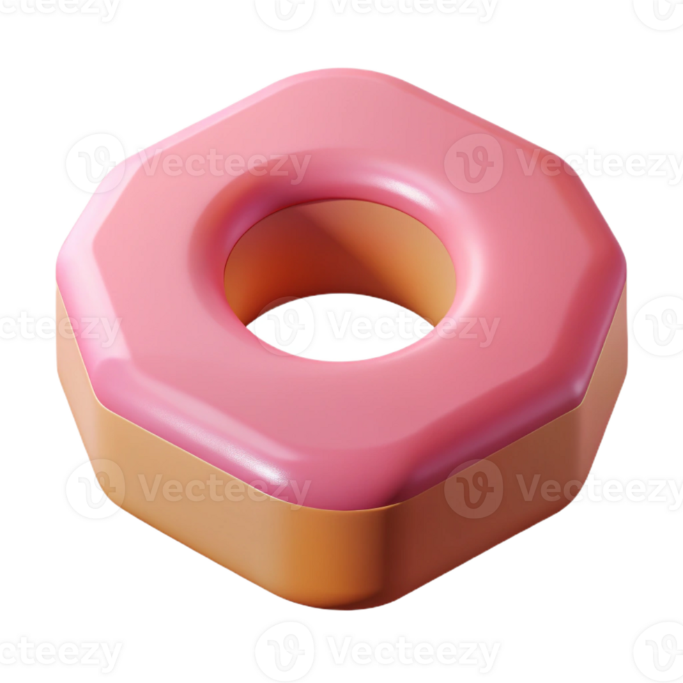 hypnotic signature Geometric isometric donut, flat pink, crisp edges with Scalable Design. png