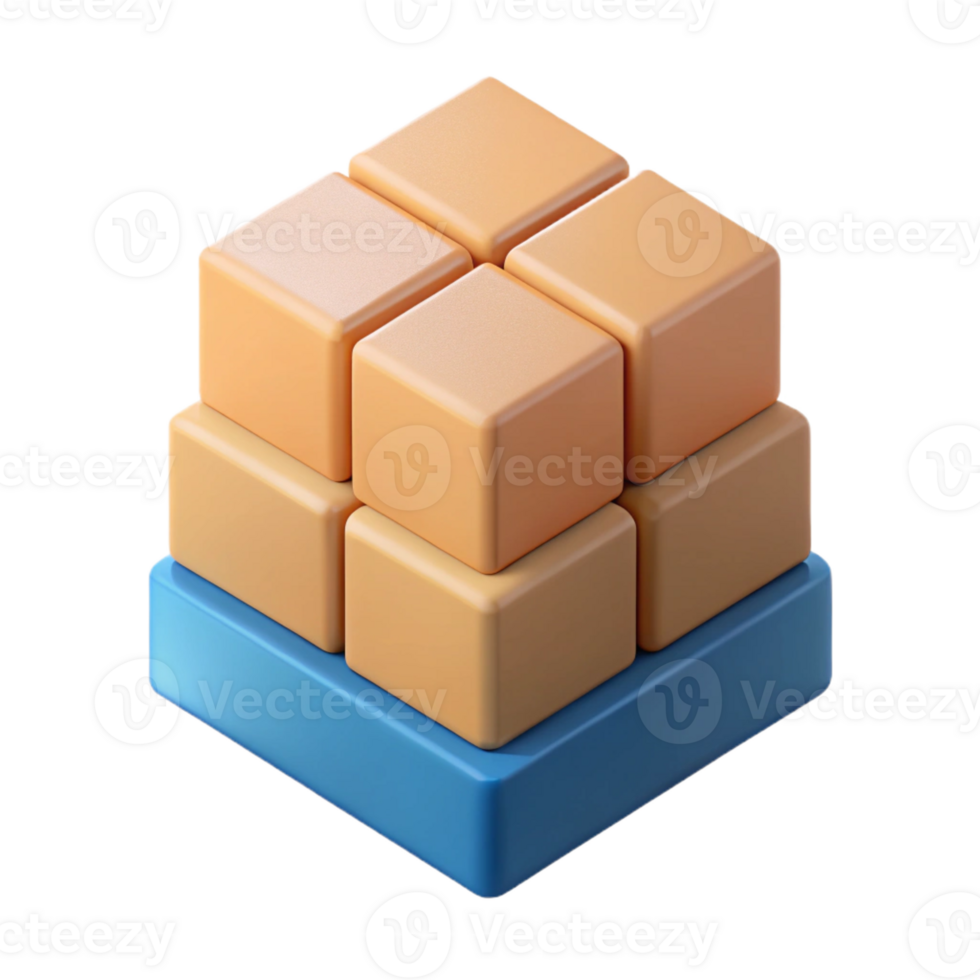 distinguished rustic Stacked cubes, isometric view, flat color. Minimal, with Scalable Design. 8K png