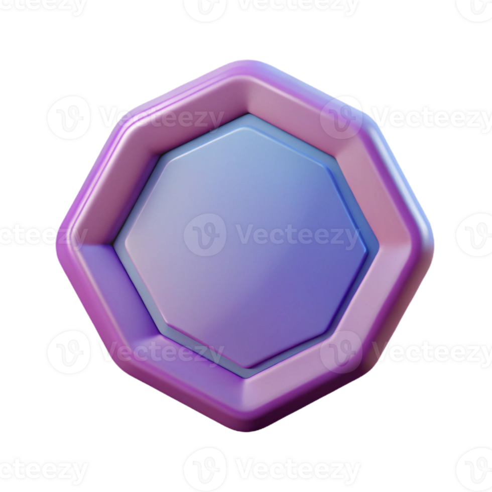 reflective pristine Octagonal badge with solid fill. Clean lines, scalable, crisp edges with Scalable Design. 4K png