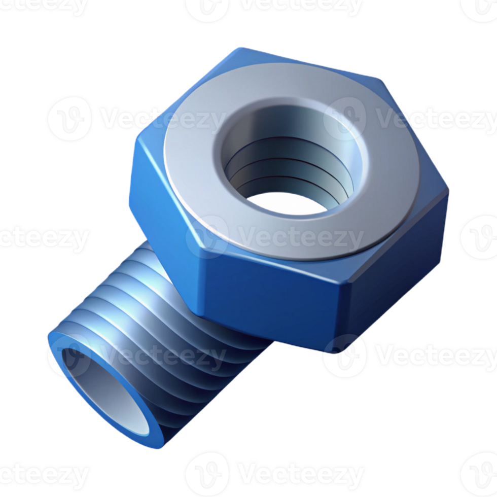 dazzling rare Isometric nut and bolt, minimal design, flat color, crisp edges with Scalable Design. png