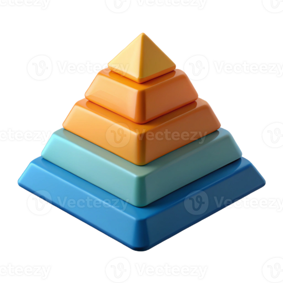joyful fascinating Pyramid chart with hierarchical levels. Crisp edges, flat color, geometric with Scalable Design. precision png