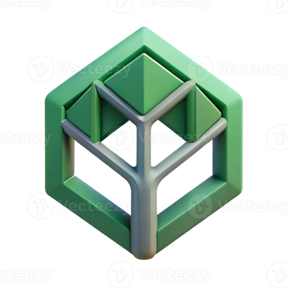 hypnotic melancholic traditional Geometric logo with a stylized, abstract tree. Clean lines, flat color with Scalable Design. professional png