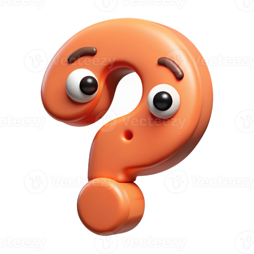 playful impressive Question mark character with a curious expression. Clean lines, minimal, single-weight stroke with Scalable Design. handcrafted png