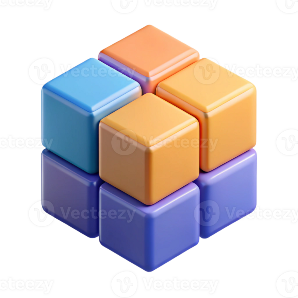 extraordinary geometric Isometric cube with different colored faces. Geometric, clean lines with Scalable Design. high resolution png