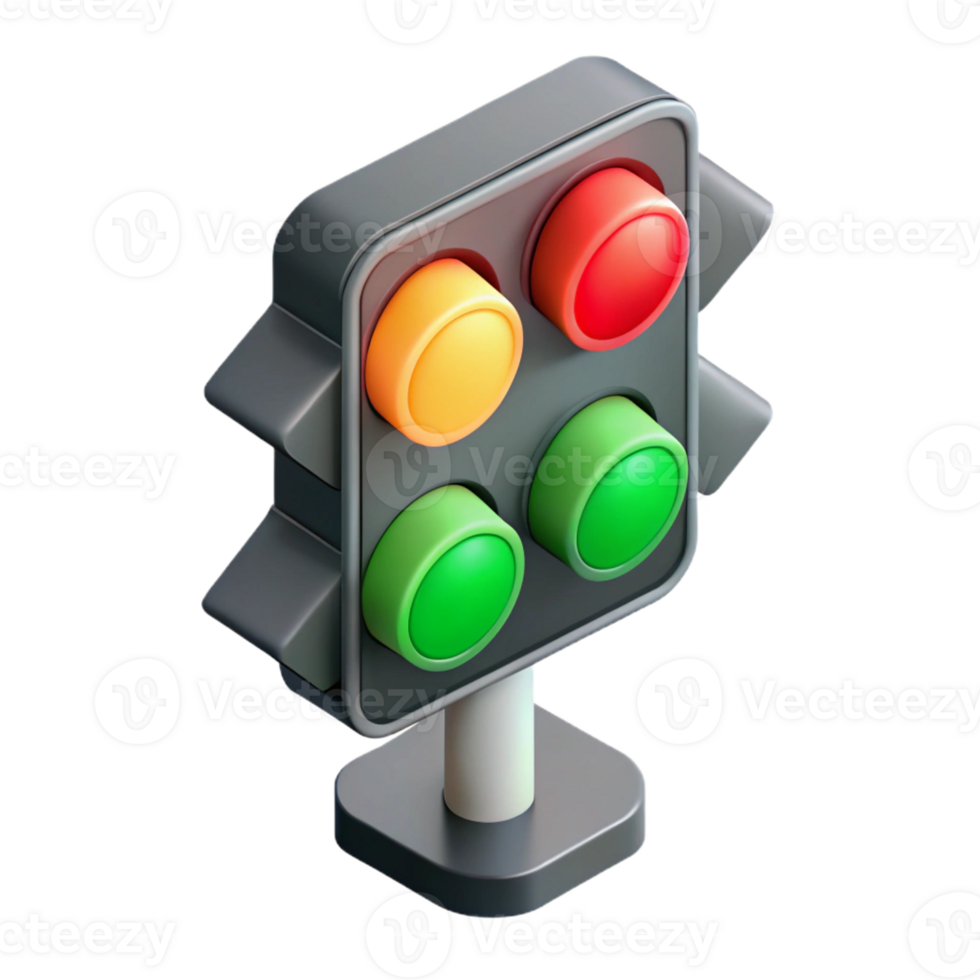 immaculate bohemian Isometric traffic light with signals. Minimal, single-weight stroke with Scalable Design. top-tier png