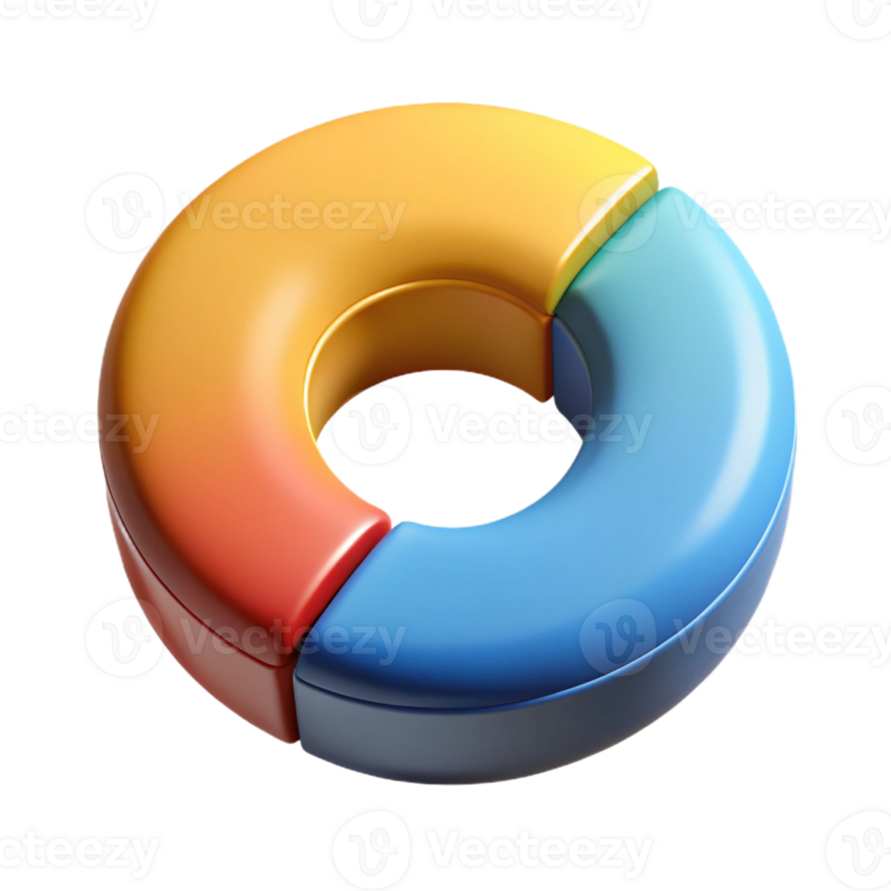 ethereal stunning Doughnut chart displaying data proportions. Symmetrical, geometric, flat color with Scalable Design. crisp png