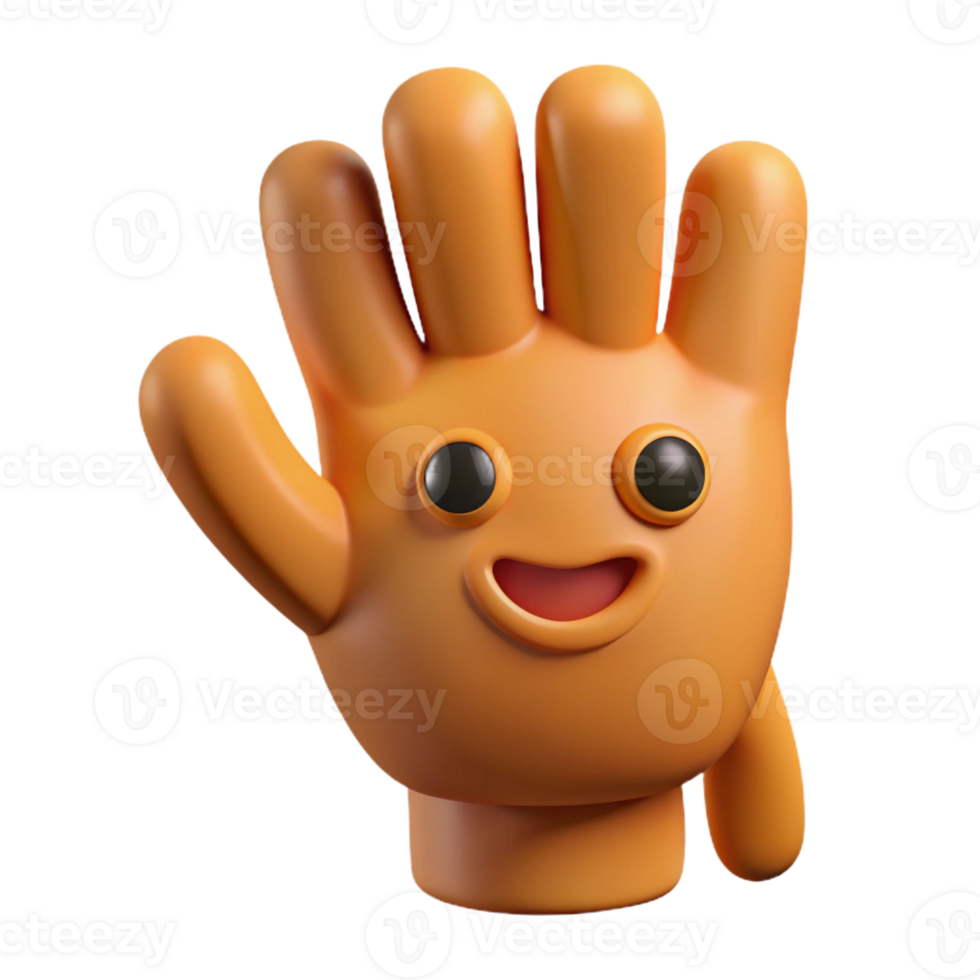 spectacular harmonious minimalist Waving hand character with four fingers. Minimal, crisp edges, single-weight stroke with Scalable Design. studio quality png