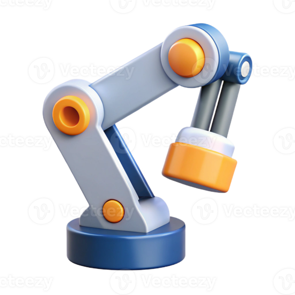 distinguished surreal Flat color illustration of a robot arm. Clean lines, scalable, geometric with Scalable Design. refined png