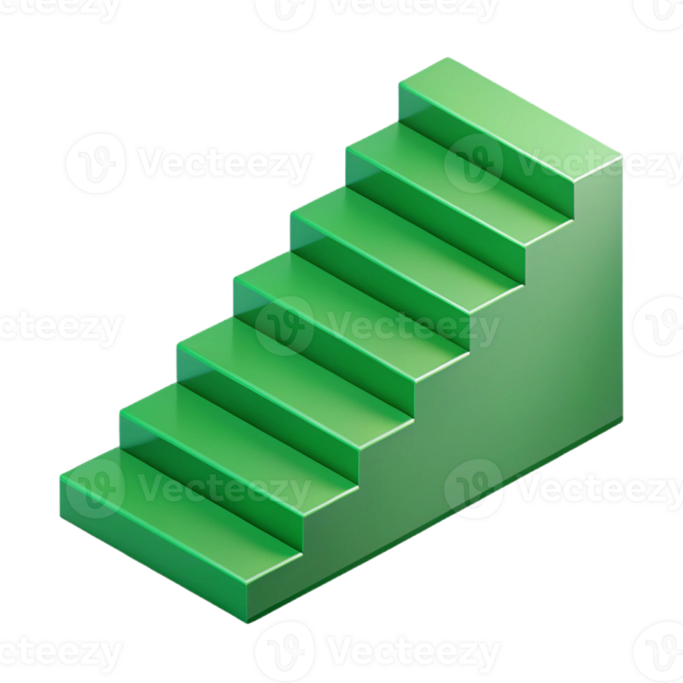 harmonious vibrant Scalable isometric staircase with single-weight stroke, green with Scalable Design. exclusive png