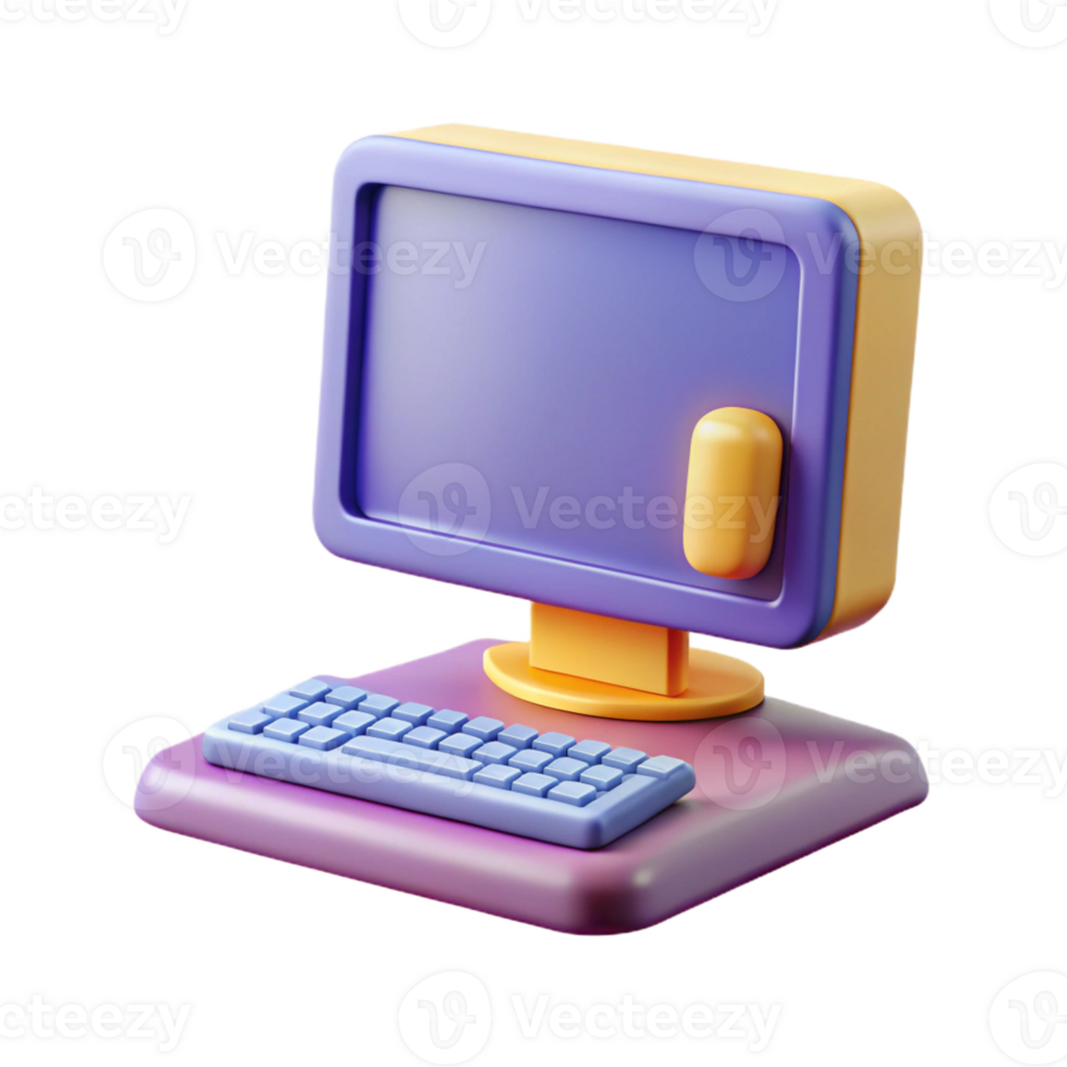 enchanting rare Computer icon with a monitor and keyboard. Flat color, with Scalable Design. png