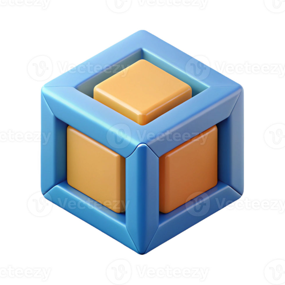 impressive dreamy art deco Isometric cube with three visible faces. Clean lines, flat color, geometric with Scalable Design. ultra HD png