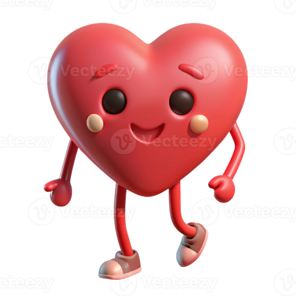 mesmerizing futuristic Heart-shaped character with tiny legs. Flat color, crisp edges, minimal with Scalable Design. ultra HD png