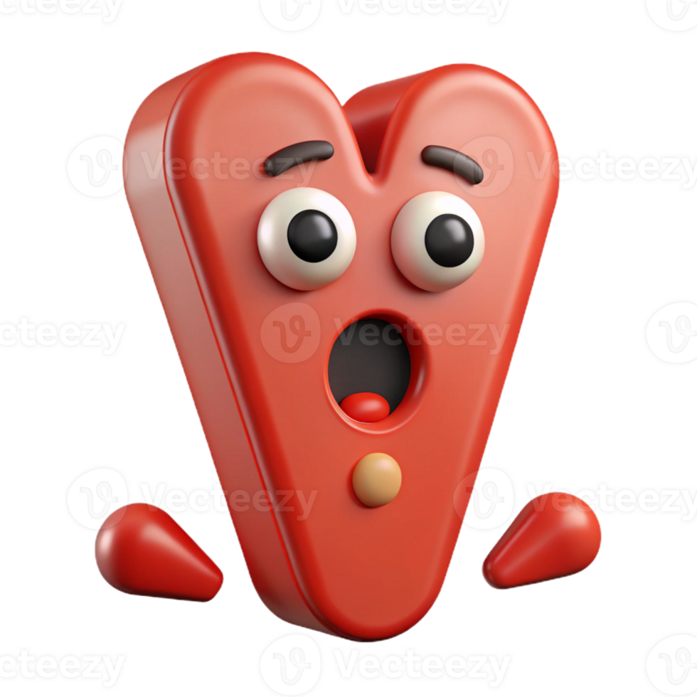 ethereal sumptuous Exclamation mark character with a surprised expression. Clean lines, flat color, crisp edges with Scalable Design. high quality png