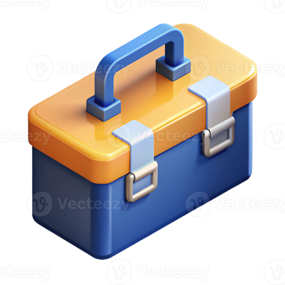 majestic peaceful mid-century Isometric toolbox, symmetrical, clean lines, with Scalable Design. refined png