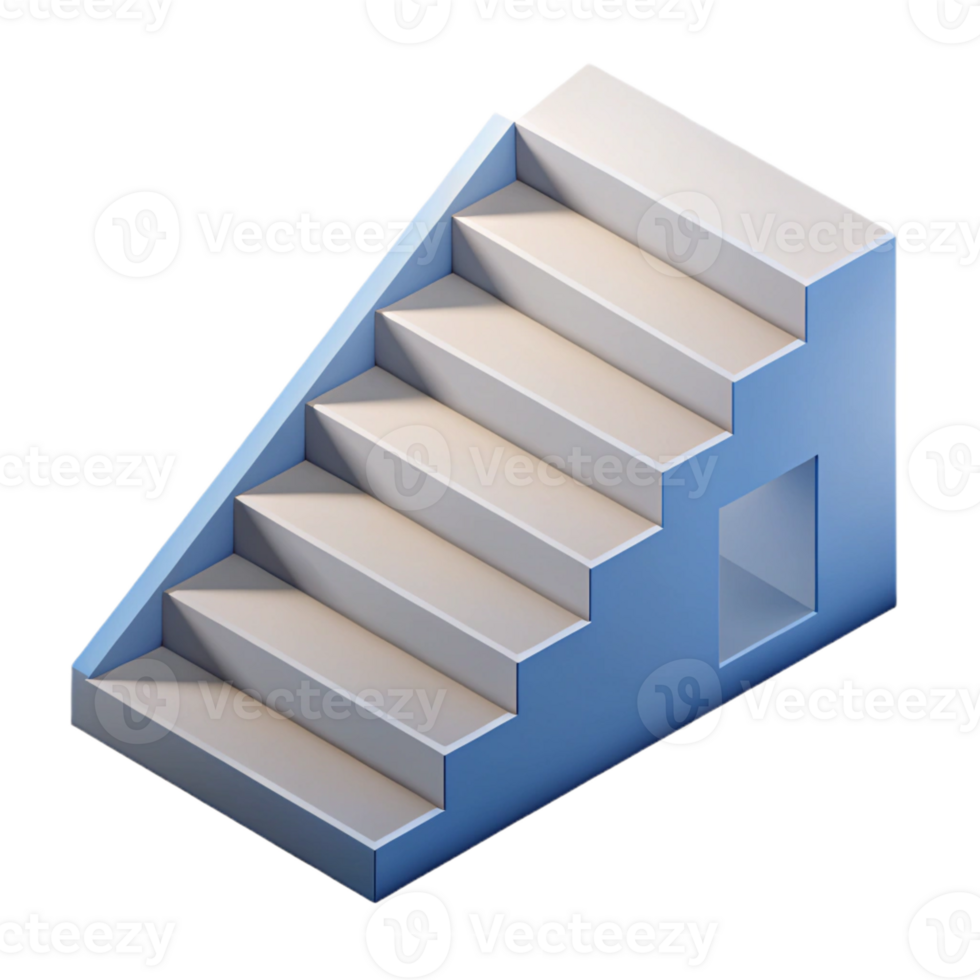 dreamy vibrant Isometric view of a staircase. Minimal design, crisp edges, flat color with Scalable Design. original png