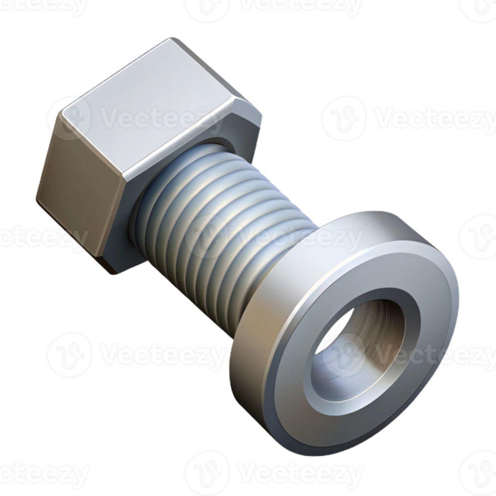 sought-after coastal Isometric view of a bolt and nut. Scalable, minimal, single-weight stroke with Scalable Design. original png