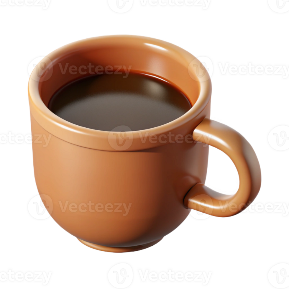 enchanting ethereal tropical Flat color illustration of a coffee cup. Crisp edges, clean lines with Scalable Design. premium png