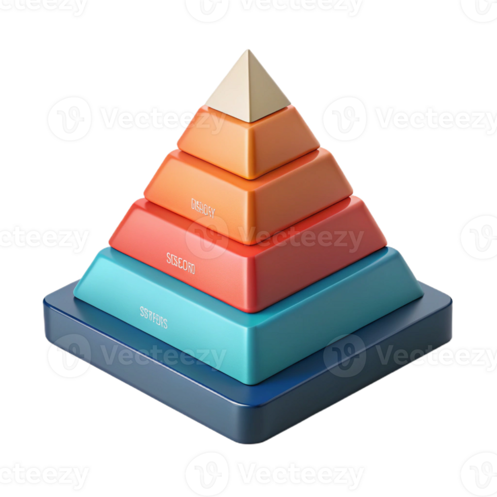 reflective exquisite Pyramid chart with hierarchical levels. Crisp edges, flat color, geometric with Scalable Design. sharp png