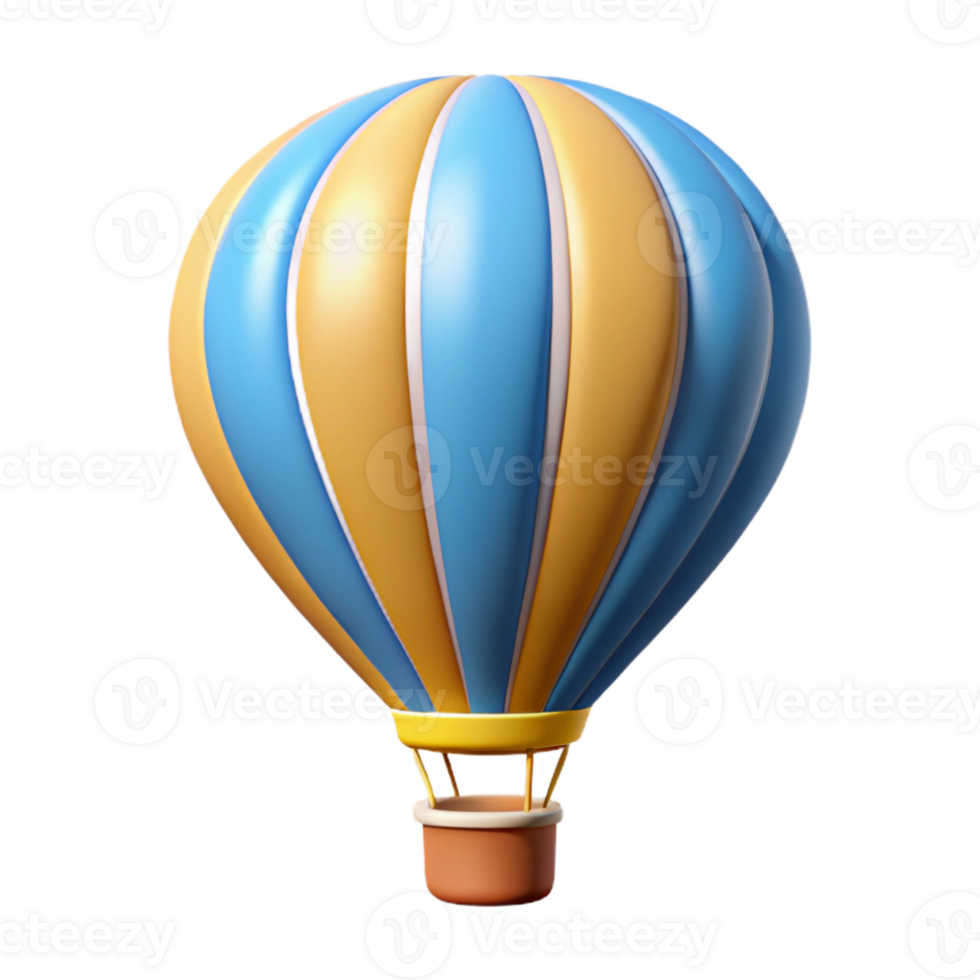 picturesque tropical Flat color illustration of a hot air balloon with crisp edges with Scalable Design. detailed png