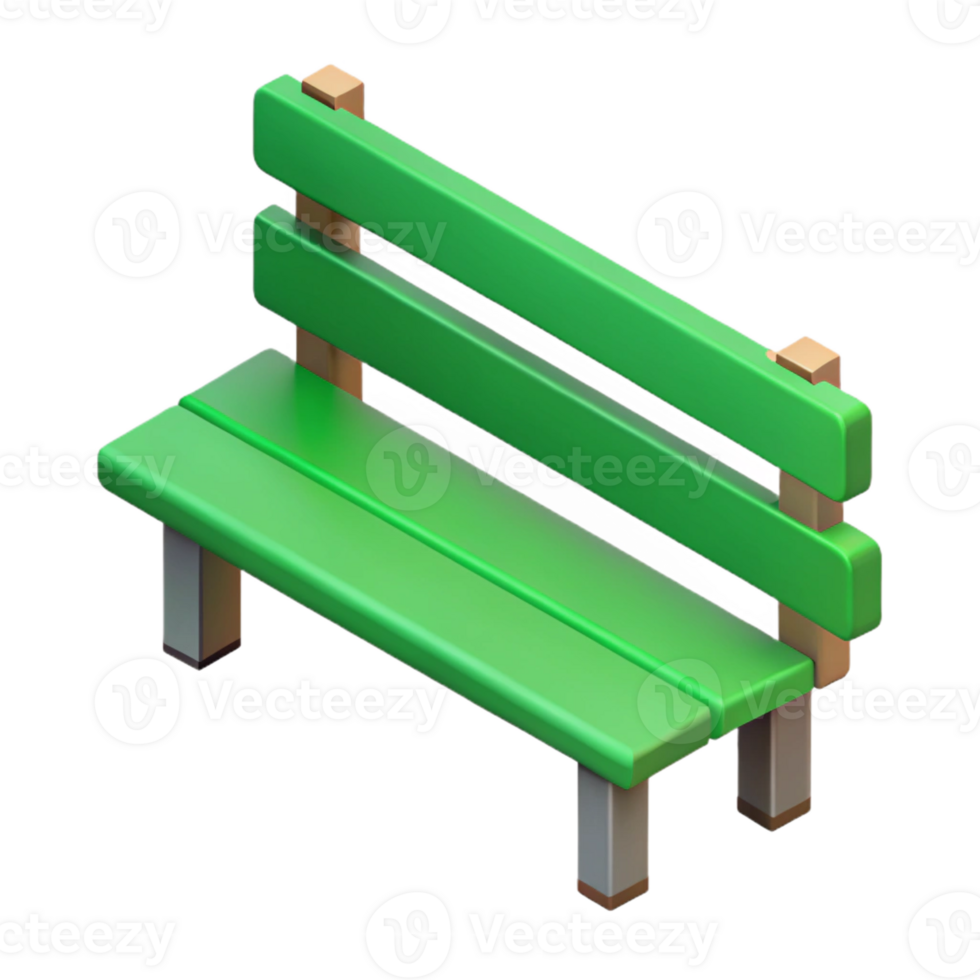 passionate picturesque Minimal isometric park bench, single-weight stroke, green with Scalable Design. premium png