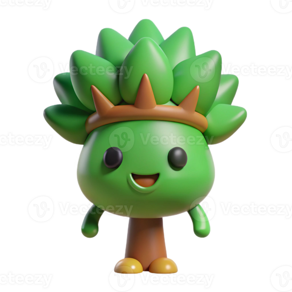 breathtaking surreal Tree character with a circular crown and straight trunk. Clean lines, flat color, symmetrical with Scalable Design. fine detail png