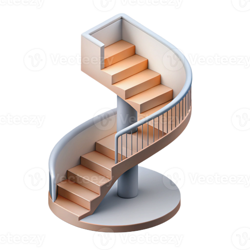pristine iconic Isometric spiral staircase. Single-weight stroke, crisp edges with Scalable Design. png