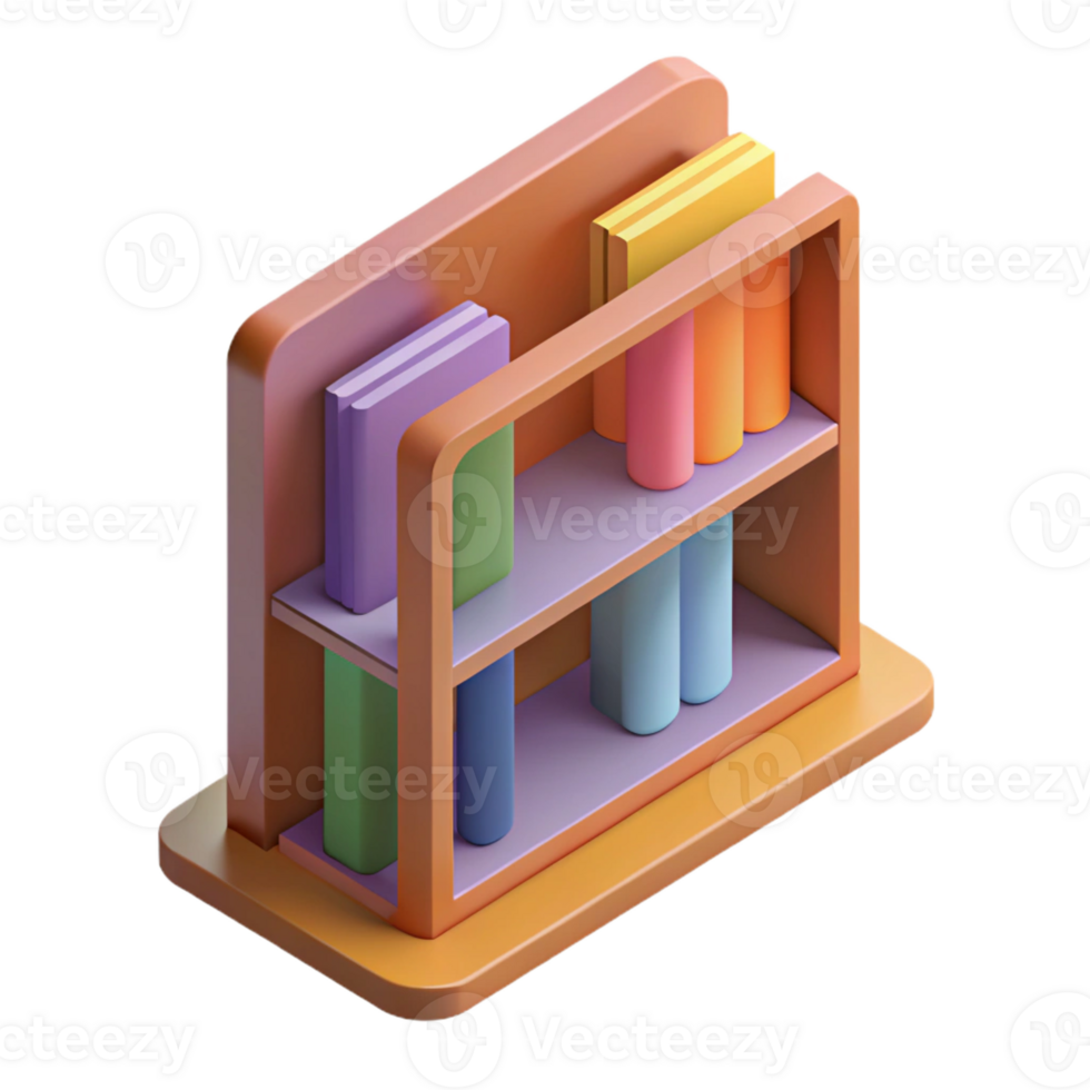 romantic impressive Sharp edges isometric bookshelf. Minimal design with Scalable Design. elite png