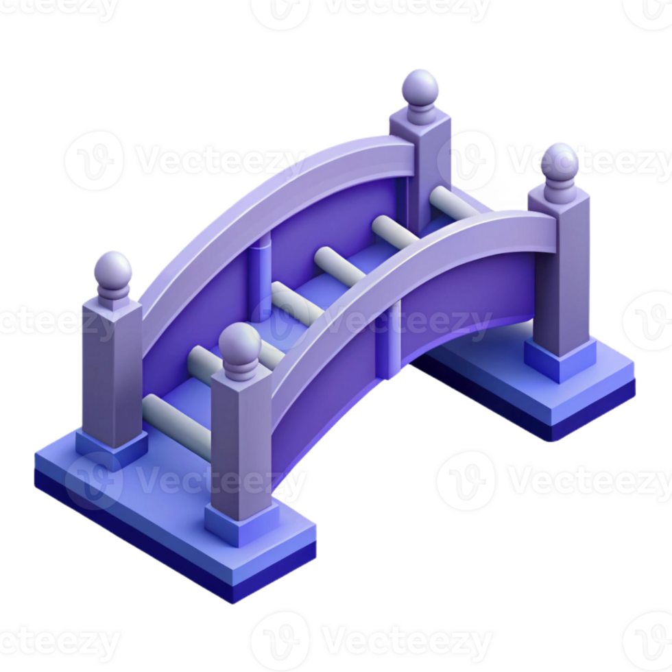 dramatic beautiful Isometric bridge, symmetrical design, clean lines, with Scalable Design. fine detail png