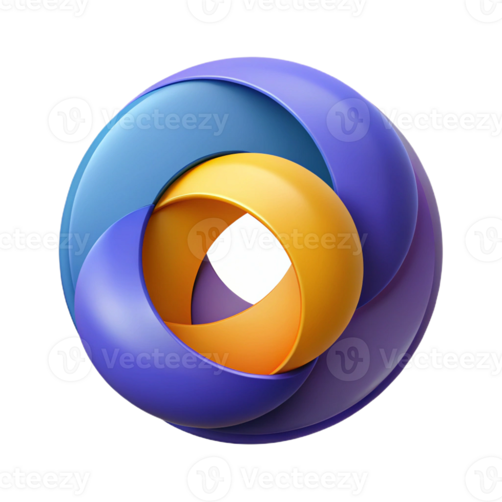 playful impressive Abstract logo of three overlapping circles. Crisp edges, flat color, minimal design with Scalable Design. handcrafted png