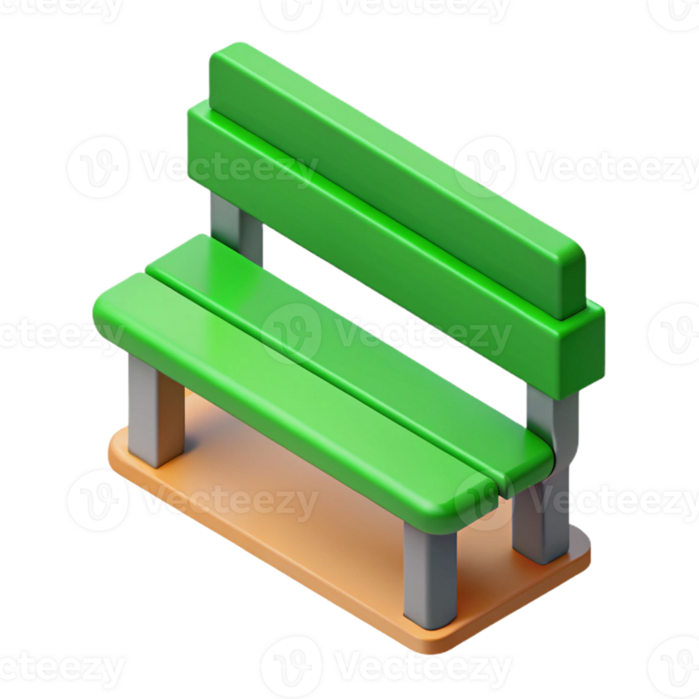dazzling dreamy gothic Minimal isometric park bench, single-weight stroke, green with Scalable Design. top-tier png