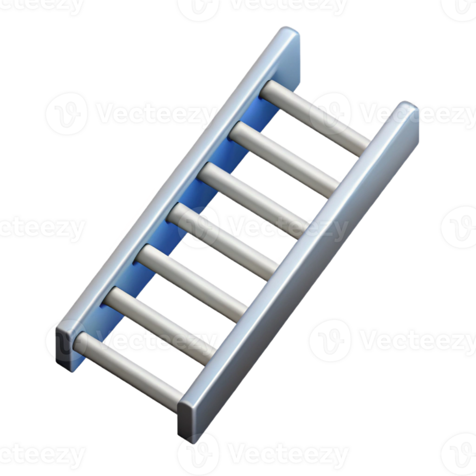 inspired gothic Scalable isometric ladder, sharp edges, silver with Scalable Design. 8K png