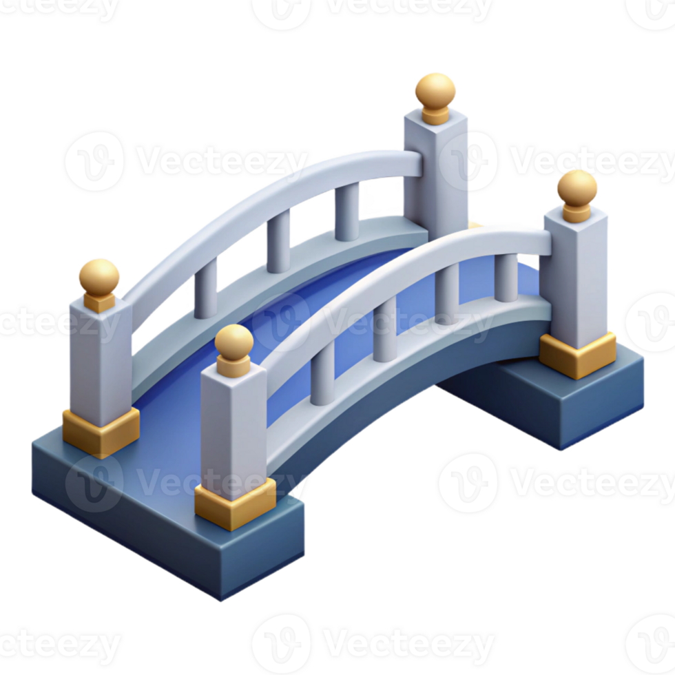 mysterious wonderful Isometric bridge, symmetrical design, clean lines, with Scalable Design. genuine png