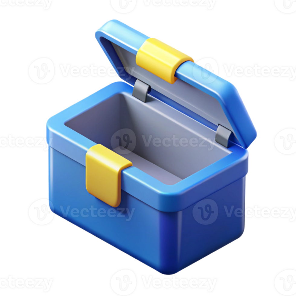 breathtaking reflective modern Isometric toolbox with open lid. Clean lines, with Scalable Design. museum quality png