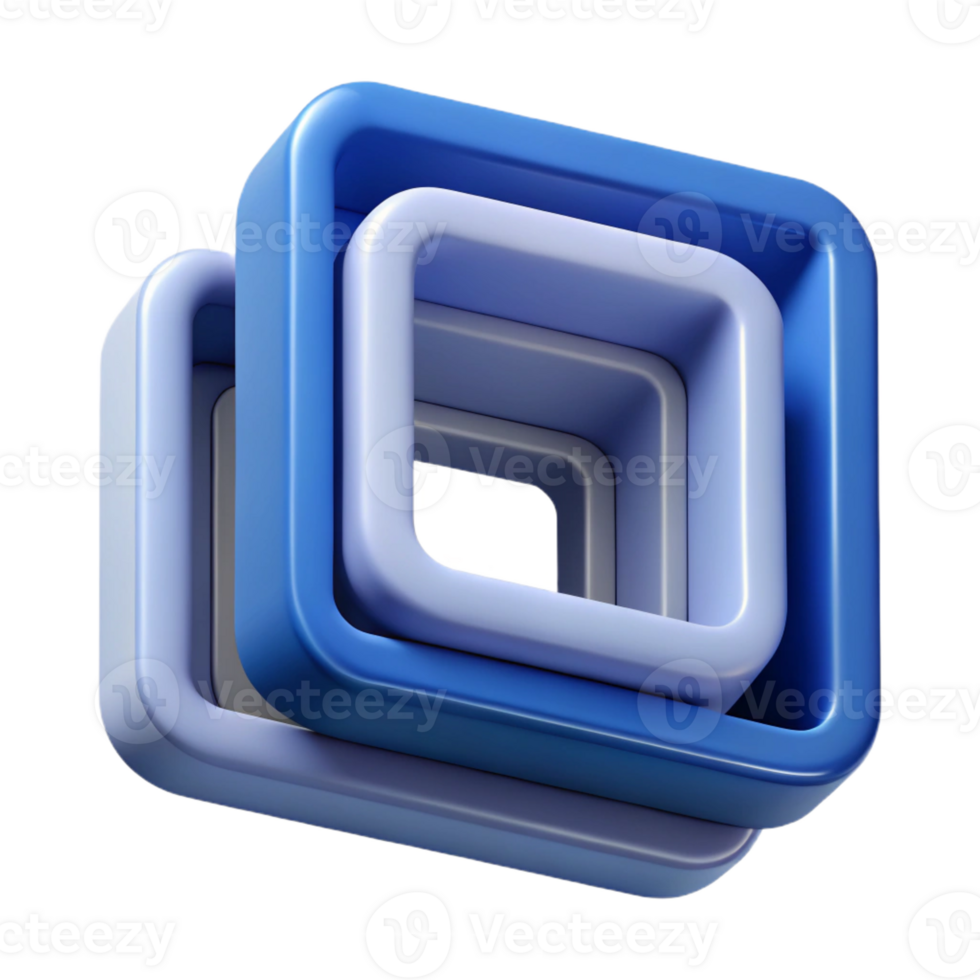 iconic mid-century A set of three nested squares. Geometric, single-weight stroke, with Scalable Design. precision png