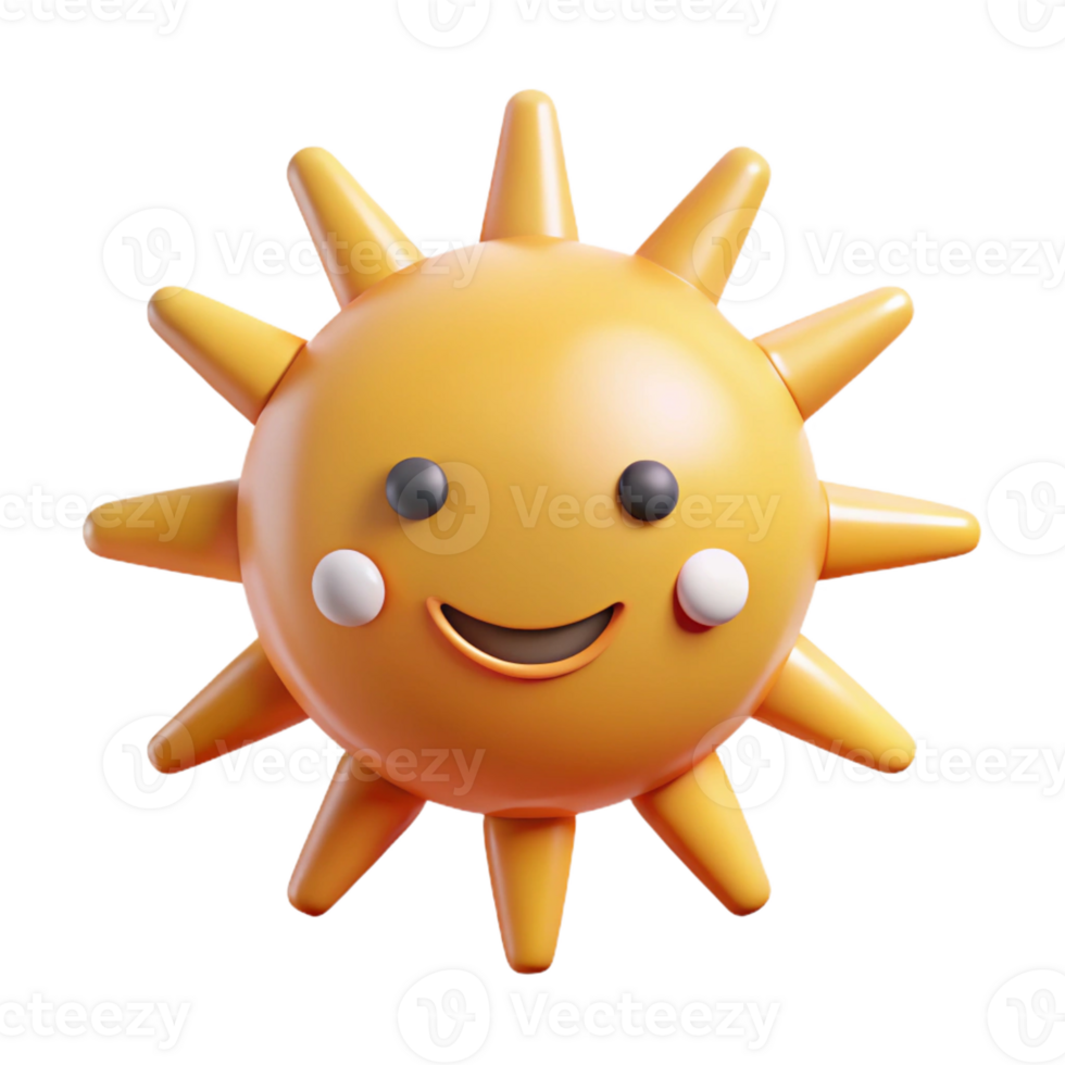 breathtaking quintessential Smiling sun with triangular rays. Clean lines, flat color, minimal design with Scalable Design. png