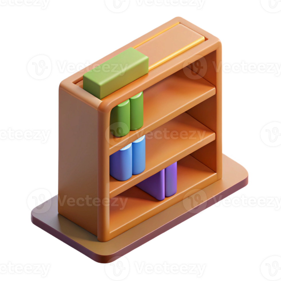magnificent tropical Scalable isometric bookshelf, sharp edges, brown with Scalable Design. handcrafted png