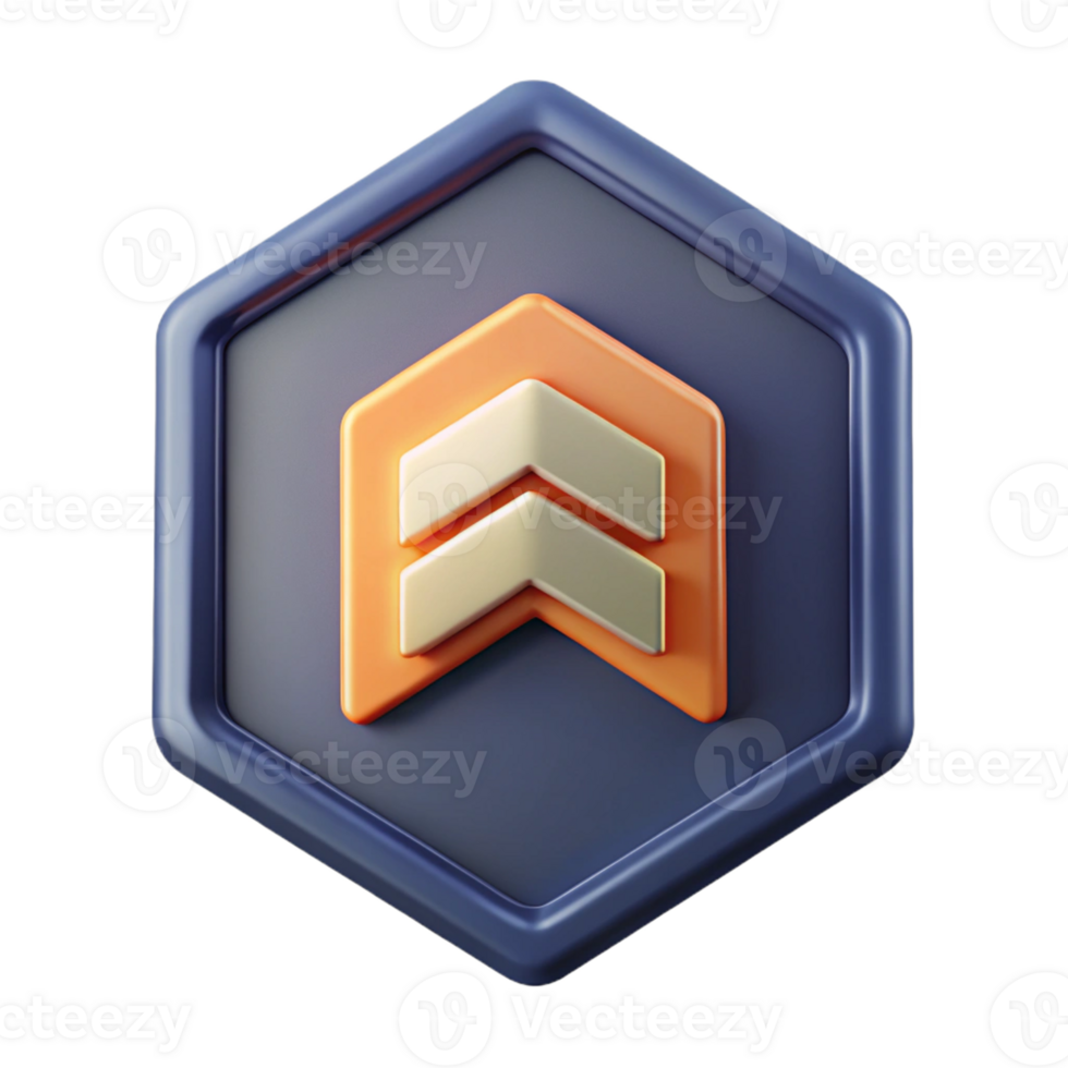 elegant unparalleled Pentagon badge with a stylized arrow. Clean lines, single-weight stroke with Scalable Design. png