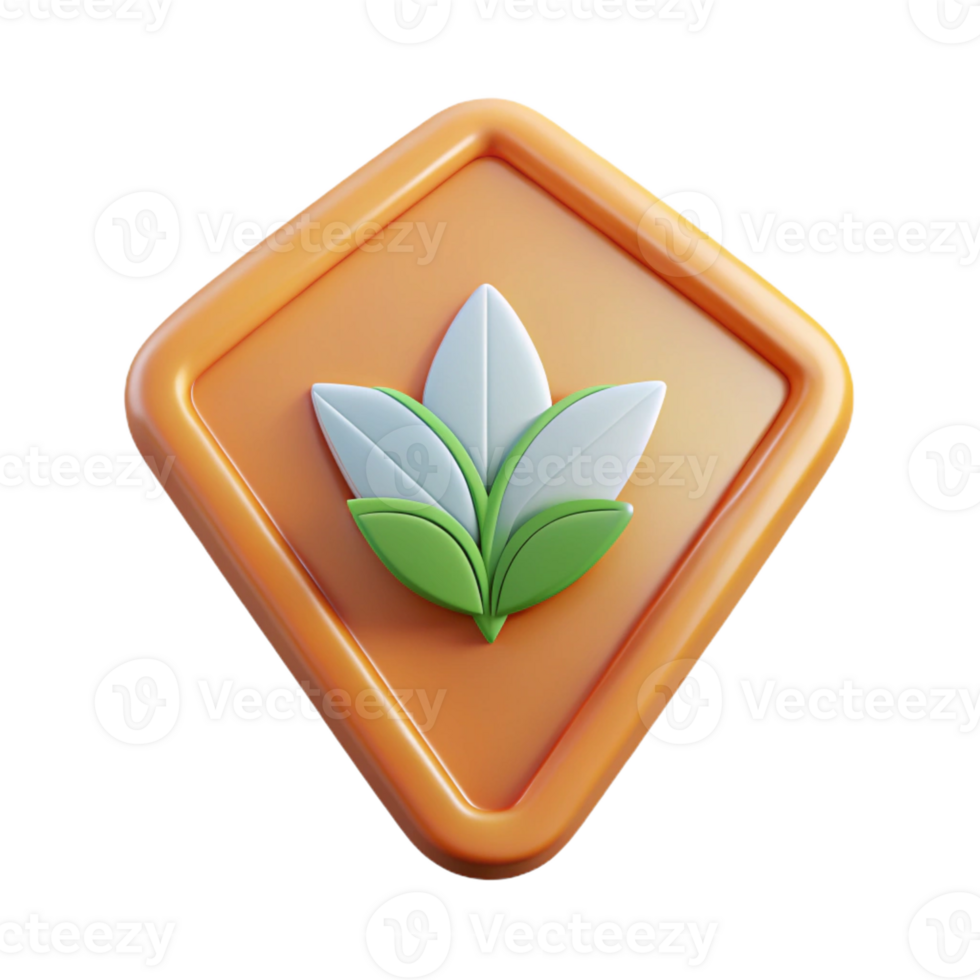 dramatic glorious Triangular badge with a single leaf. Flat color, clean lines, minimal with Scalable Design. studio quality png