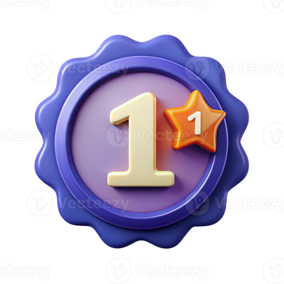 dazzling surreal Number one badge inside a circle. Clean lines, minimal design, with Scalable Design. fine detail png