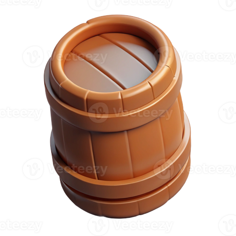 calm majestic Minimal isometric barrel, single-weight stroke, brown with Scalable Design. crisp png