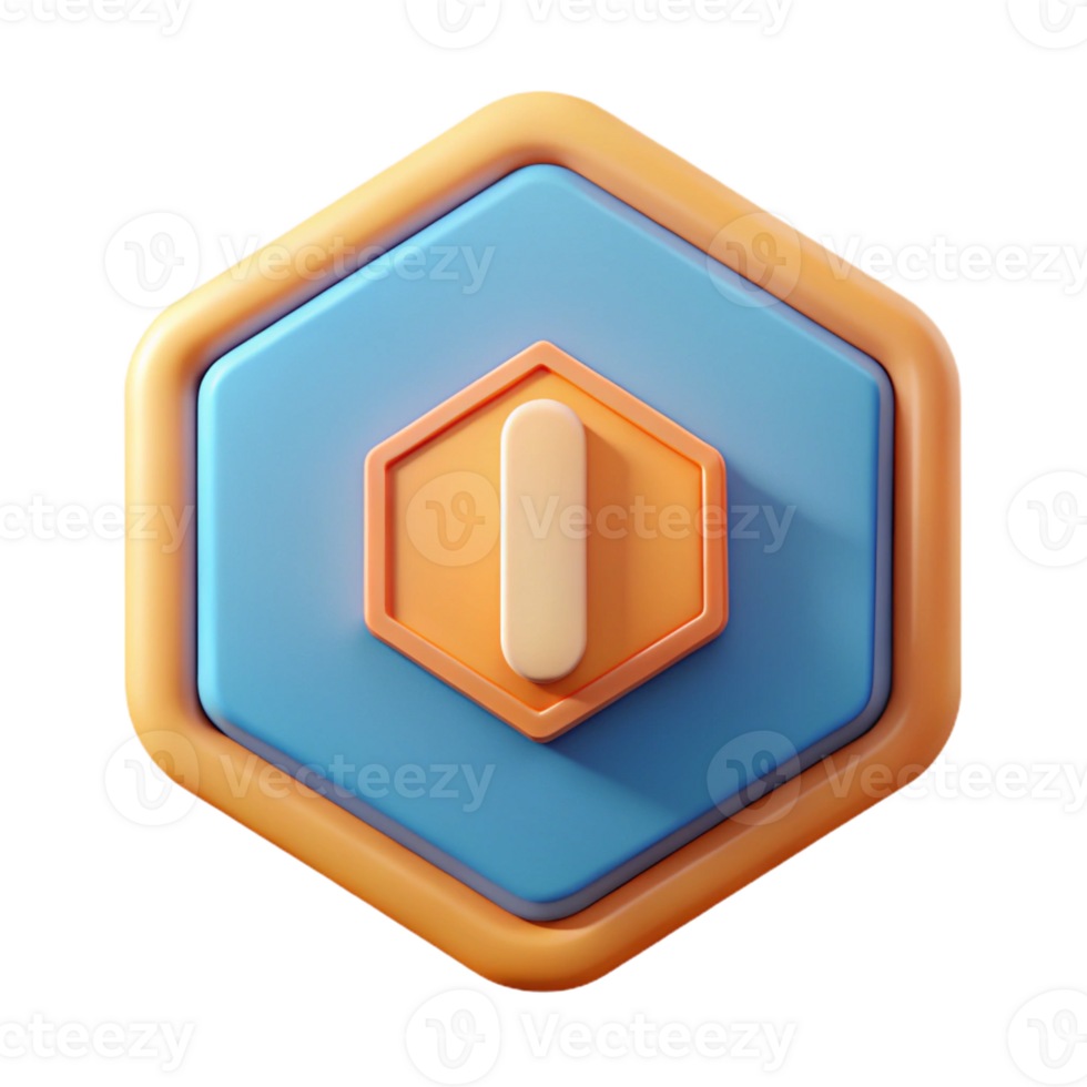 hypnotic classic Hexagon badge with a vertical line. Single-weight stroke, flat color, clean lines with Scalable Design. artisan png
