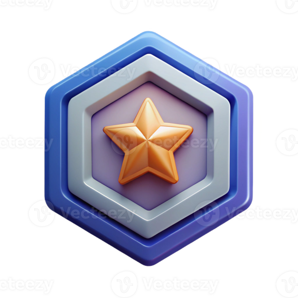 intense captivating Pentagon badge with a star inside. Geometric, clean lines, with Scalable Design. flawless png