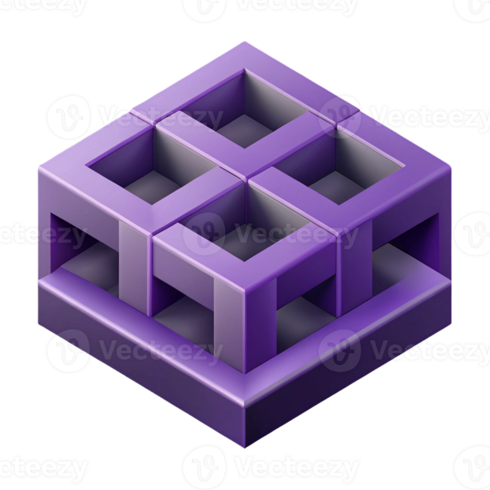 dramatic captivating Geometric isometric pattern, flat purple, clean lines with Scalable Design. high resolution png