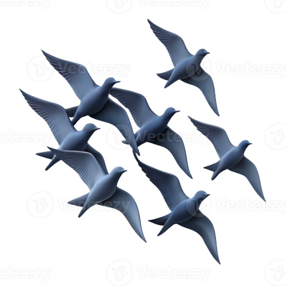 distinguished abstract Silhouette of a flying bird flock. Crisp edges, flat color, with Scalable Design. impeccable png