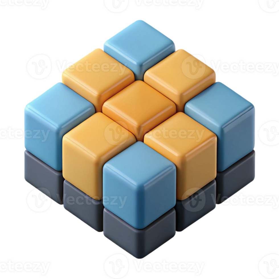 fascinating creative Scalable geometric pattern of overlapping squares with flat colors with Scalable Design. 4K png