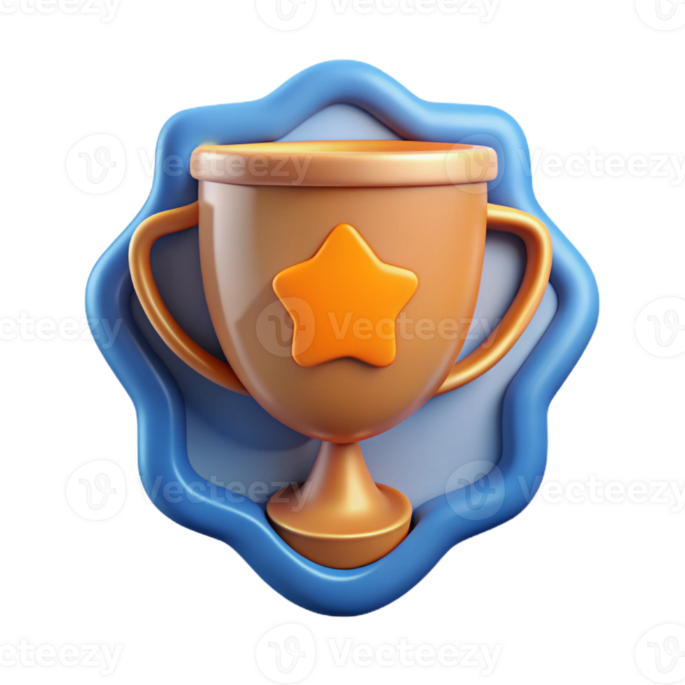 energetic fascinating Trophy badge with simple shape. Crisp edges, flat color, with Scalable Design. studio quality png